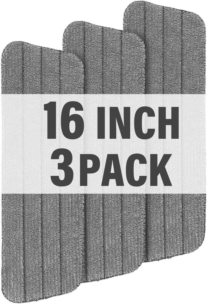 Panda Grip 16.5 inch Mop Pads Refills, 3 Pack Microfiber Reusable Replacement Mop Pads Flat Replacements Heads for Wet Or Dry Floor Cleaning and Scrubbing, Grey Cloth - Image 1